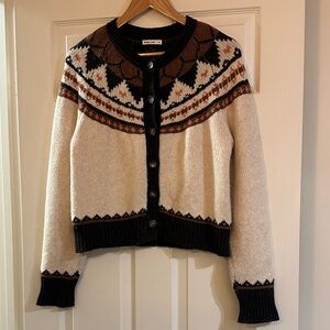 Marine Layer Black and Brown Patterned Cardigan